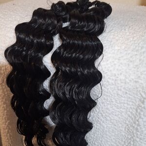 Natural Deep Wave Black Human Hair Extensions - Unbranded